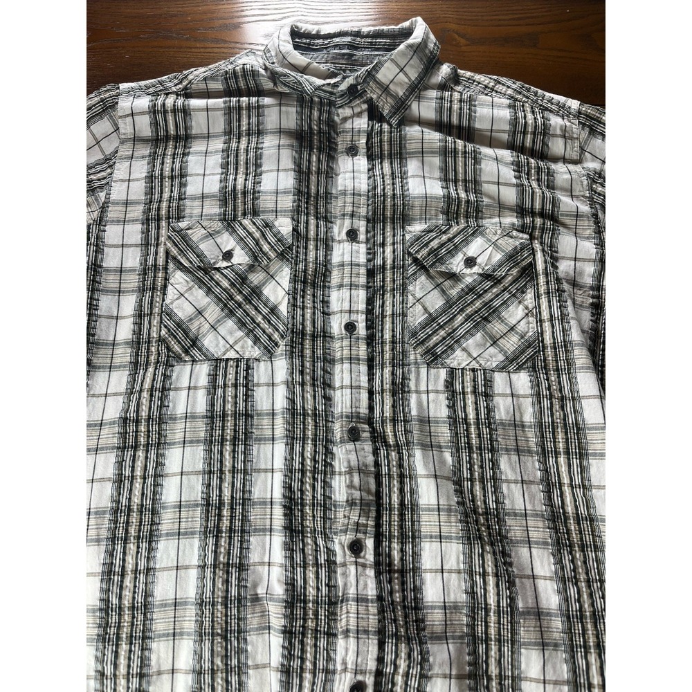 Kühl Suncel Shirt Men Large Beige Brown Striped Button Down Casual Cotton
